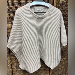 Sivana- Chic Beige Ribbed Women's Poncho Sweater, One size fits most